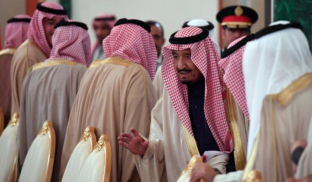 Saudi Arabia's King Salman bin Abdulaziz Al Saud takes his seat during a meeting with Russian President at the Kremlin in Moscow. Photo: AFP