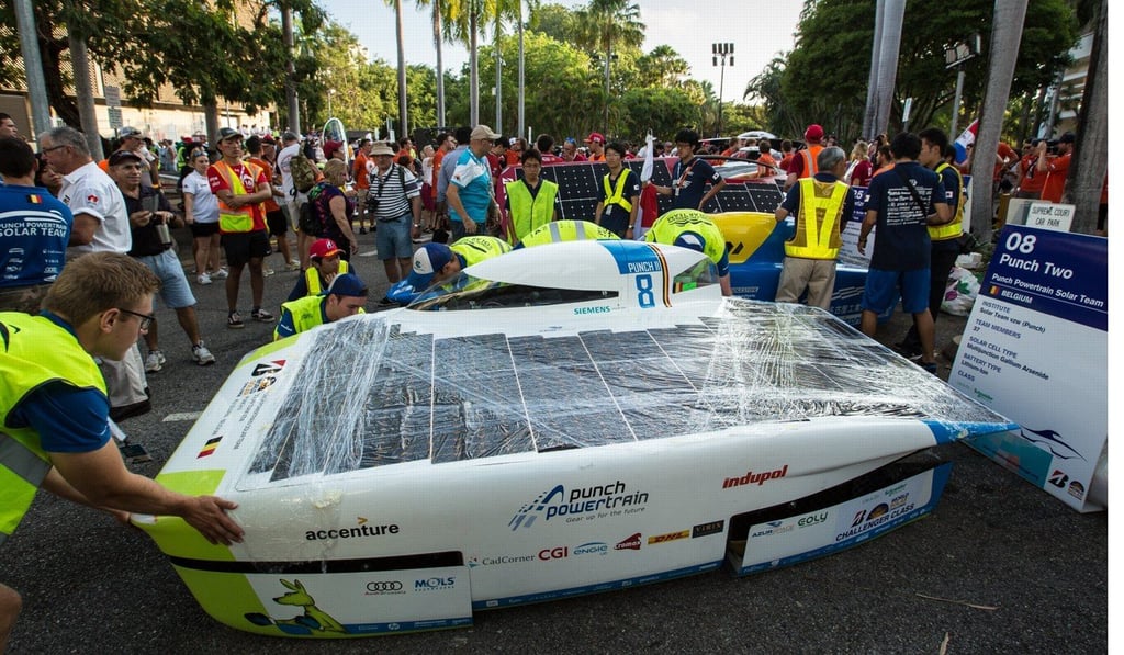 Punch Powertrain Solar Team from Belgium (Solar Team VZW) with their Punch Two car. Photo: EPA Punch Powertrain Solar Team from Belgium (Solar Team VZW) with their Punch Two car. Photo: EPA