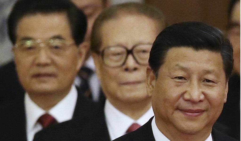President Xi Jinping’s (right) first term line-up was influenced by his predecessors Jiang Zemin (centre) and Hu Jintao. Photo: Reuters