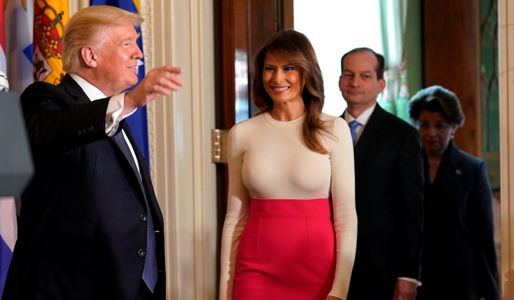 US President Donald Trump and first lady Melania Trump arrive to host an event at the White House. Photo: Reuters