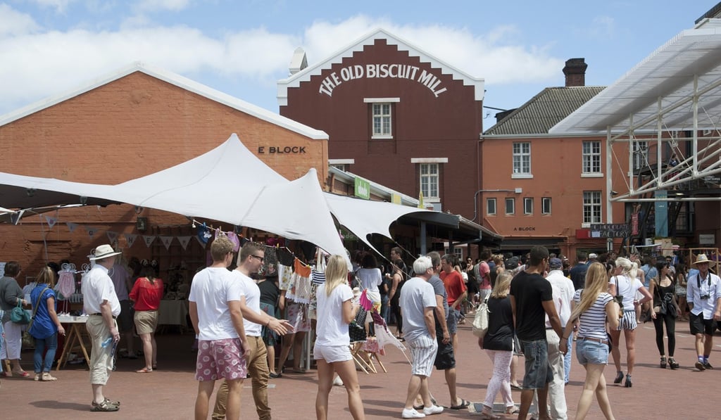 Market at The Old Biscuit Mill in Woodstock, Cape Town. Photo: Alamy