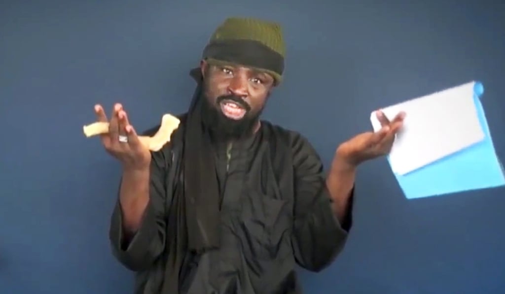 A scene from a 2015 video made available by Islamist group Boko Haram shows then leader Abubakar Shekau making a statement at an undisclosed location. Photo: AFP