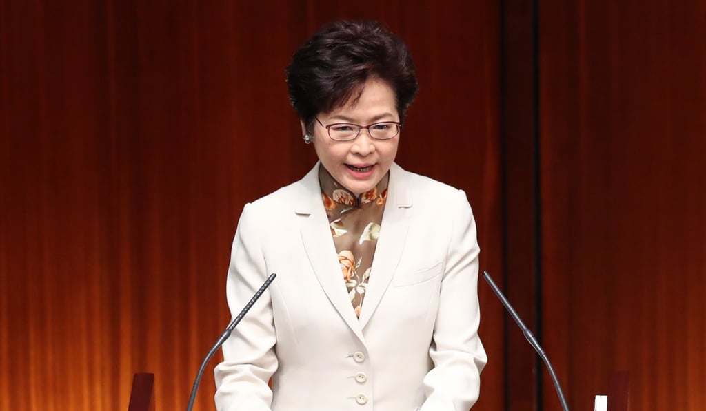 Carrie Lam addressing the Legislative Council on Wednesday. Photo: K.Y. Cheng