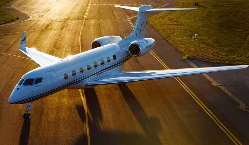 A Gulfstream private jet.