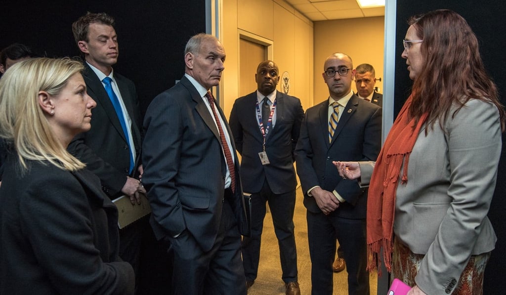 Nielsen and Kelly visiting ICE HQ to meet acting director Thomas Homan and senior ICE officials. Photo: TNS Nielsen and Kelly visiting ICE HQ to meet acting director Thomas Homan and senior ICE officials. Photo: TNS