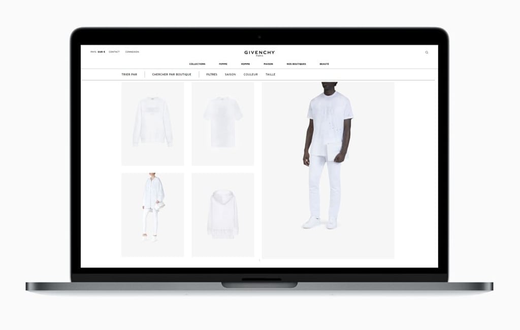 The website features men’s and women’s collections.