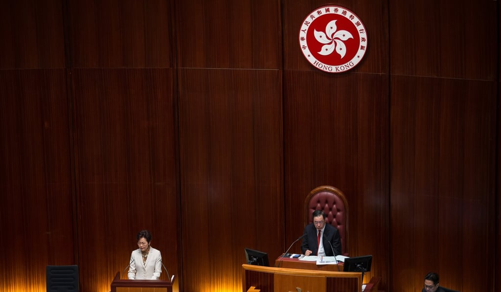 Hong Kong Chief Executive Carrie Lam delivered her first policy address at the Legislative Council in Hong Kong on October 11,2017. Photo: EPA