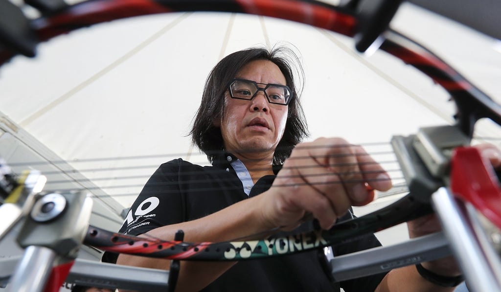 Dickie Lee said stringing tennis rackets was a high-pressure job. Photo: Edward Wong