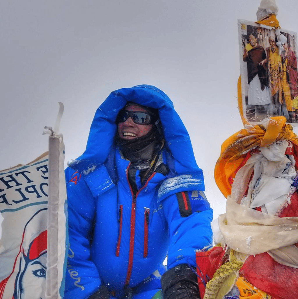 Adrian Ballinger on the summit of Everest. He was only the 200th person to climber Everest without supplemented oxygen. This year he will compete in Moontrekker Photo: Adrian Ballinger Instagram
