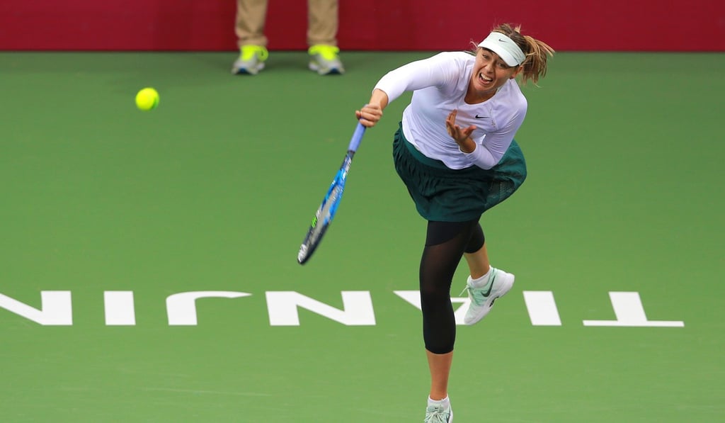 Maria Sharapova sends down a serve.