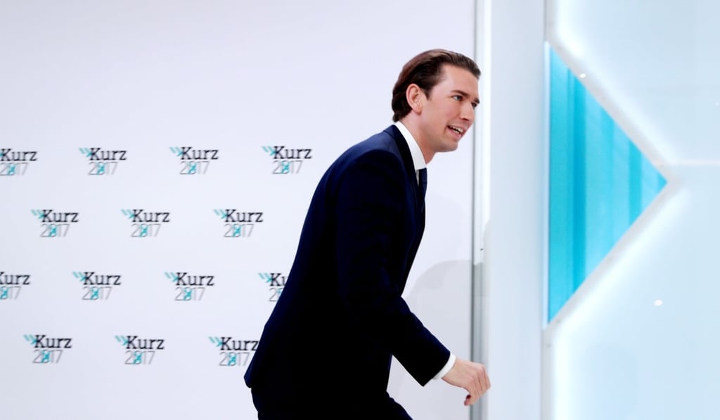 Sebastian Kurz, leader of the Austrian People’s Party, attends a celebration event in Vienna on Sunday. Photo: Xinhua Sebastian Kurz, leader of the Austrian People’s Party, attends a celebration event in Vienna on Sunday. Photo: Xinhua