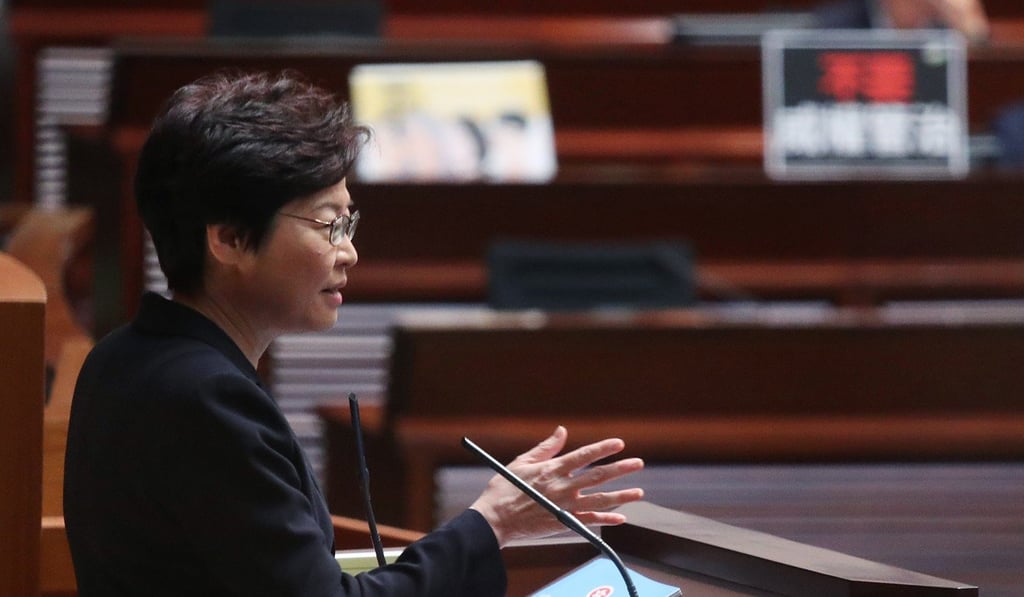 Chief Executive Carrie Lam attends a question-and-answer session in the legislature at Tamar on October 12, the day after her policy address, in which she included a focus on primary health care. Photo: K.Y. Cheng
