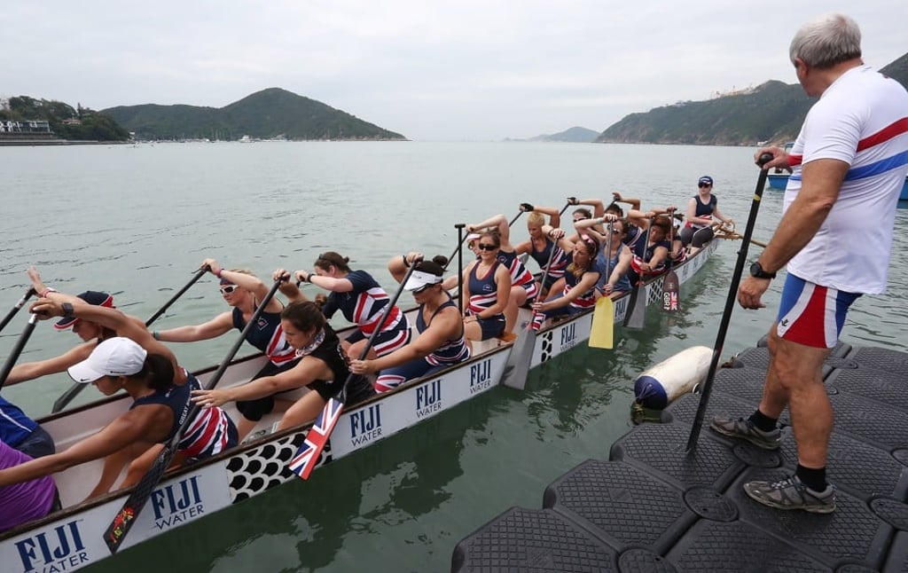 Great Britain dragon boat team women’s squad training at VRC in Deep Water Bay before their competition next week. Photo: Jonathan Wong