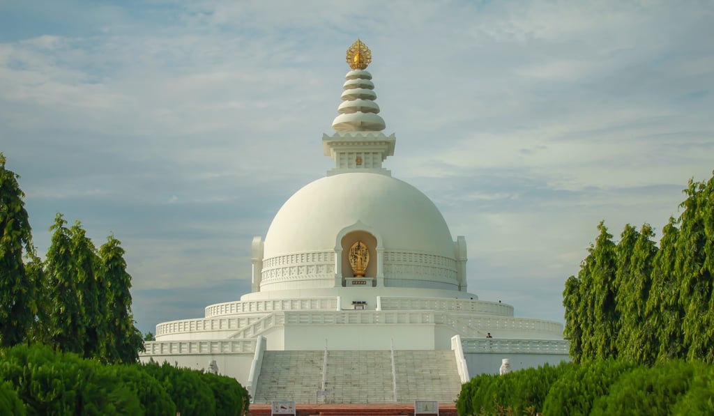 The Peace Pagoda in Lumbini, the birthplace of Buddha. Photo: Shutterstock