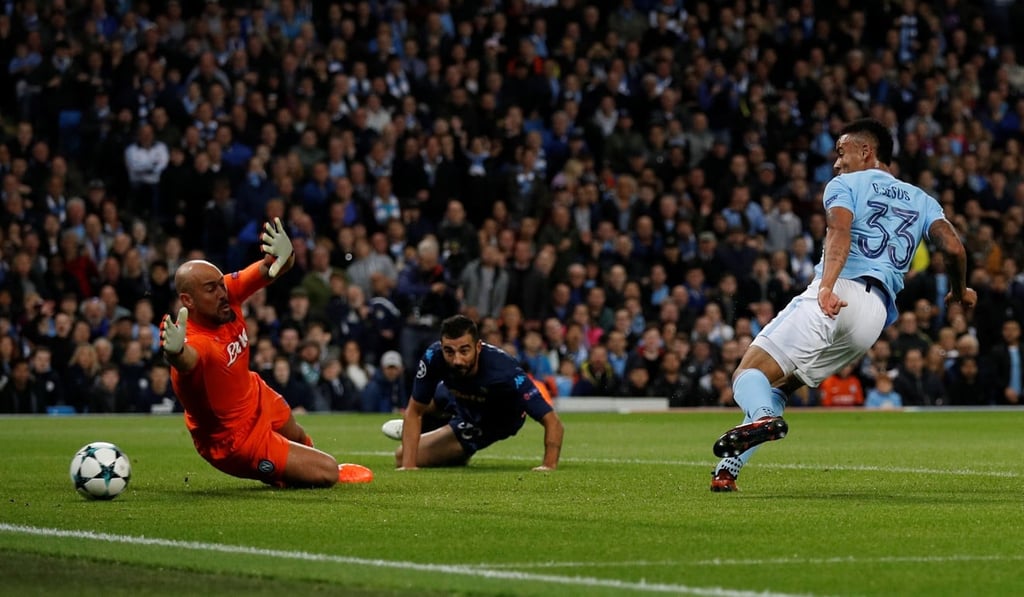 Gabriel Jesus doubles Manchester City’s lead. Photo: Reuters