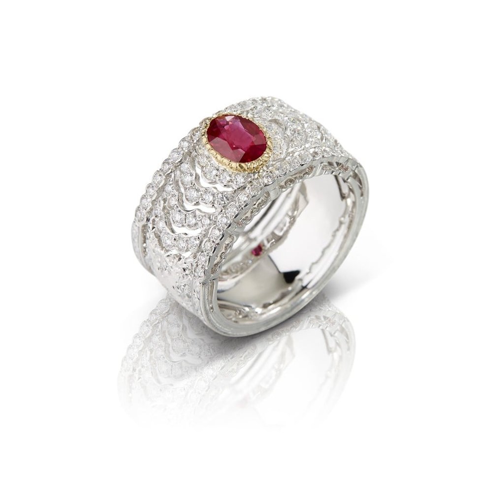 A ruby band ring.