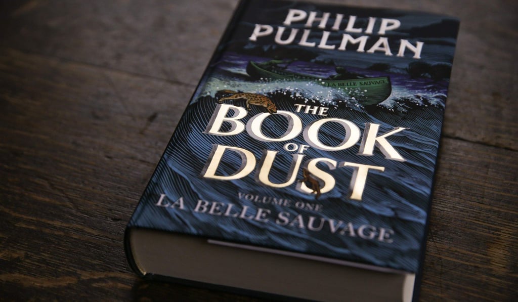 British author Philip Pullman's new book La Belle Sauvage: The Book of Dust Volume One is seen during a photo call at the Bodleian Libraries, in Oxford, on Wednesday. Photo: Agence France-Presse