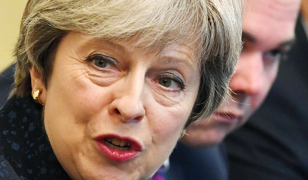 British Prime Minister Theresa May speaks at 10 Downing Street in central London on Tuesday. May was home secretary when the UK adopted guidelines that could prohibit foreign visitors from entering if it was not “conducive to the public good”. Photo: EPA-EFE