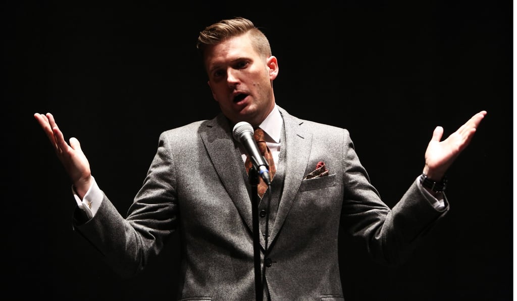 White nationalist Richard Spencer holds a news conference before giving a speech at the University of Florida in Gainesville. Photo: TNS