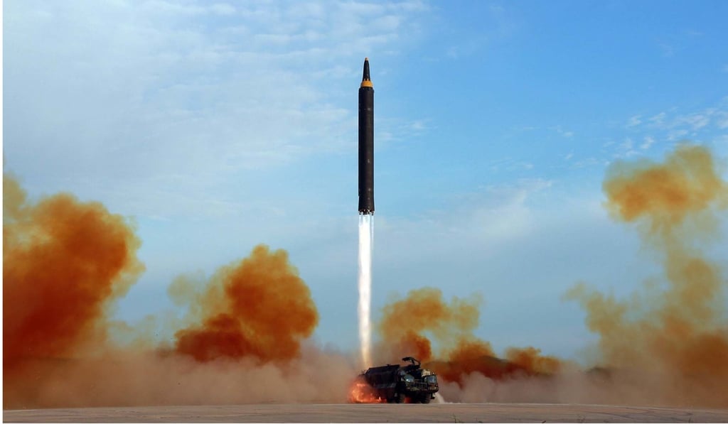 North Korea test launches an intermediate range missile. Photo: AP