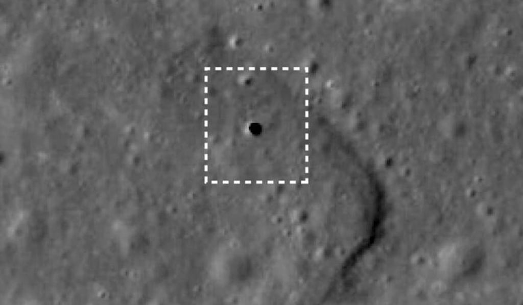 Japan’s lunar orbiter found this 50km cave on the surface of the moon. Photo: Kyodo.