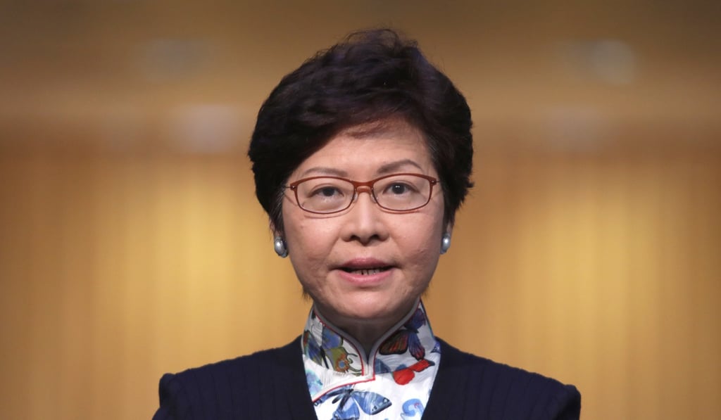 Chief Executive Carrie Lam meets the press before an Executive Council meeting at the government headquarters in Tamar on October 17. Photo: Sam Tsang
