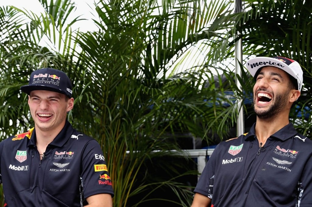 Daniel Ricciardo of Australia (R) and Red Bull teammate Max Verstappen. Photo: AFP