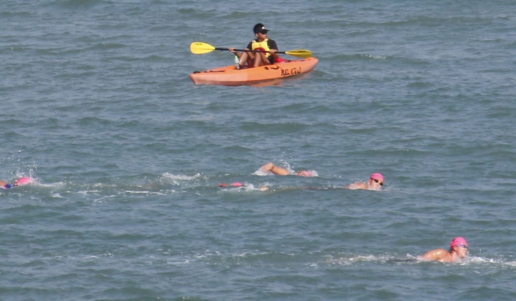 The triathlon included a swimming segment of 750 metres. Photo: Handout