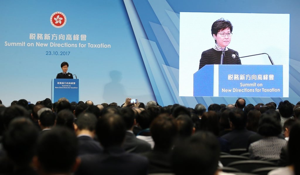 Chief Executive Carrie Lam Cheng Yuet-ngor attends the Summit on New Directions for Taxation 2017. Photo: Dickson Lee