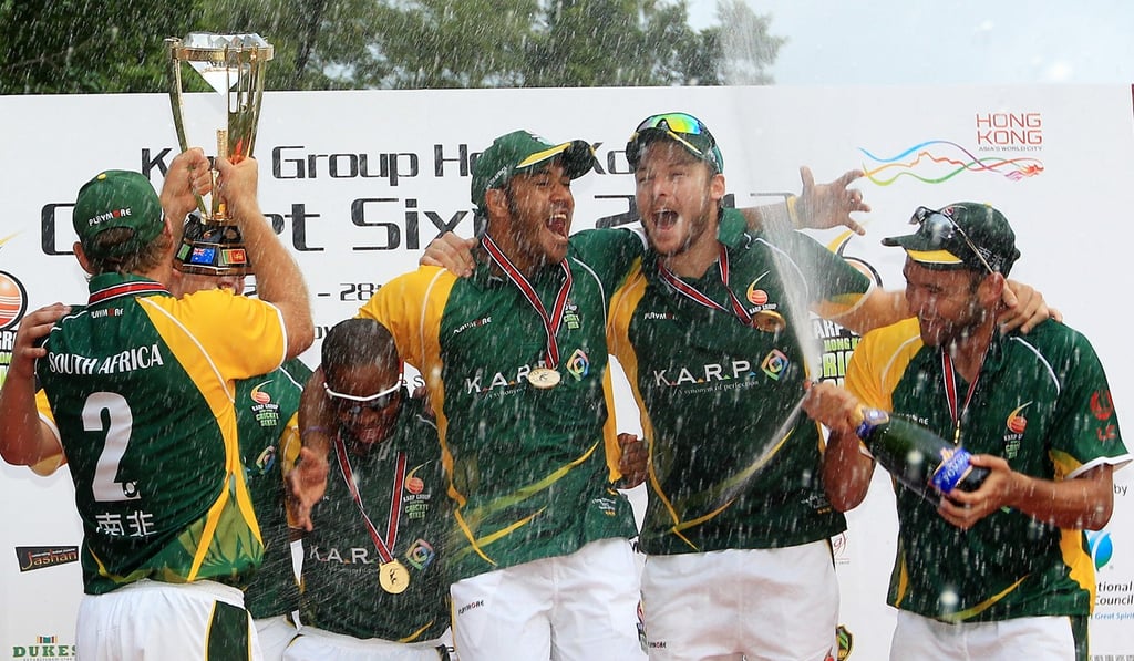 South Africa celebrate winning the 2012 Hong Kong Sixes. Photo: Jonathan Wong