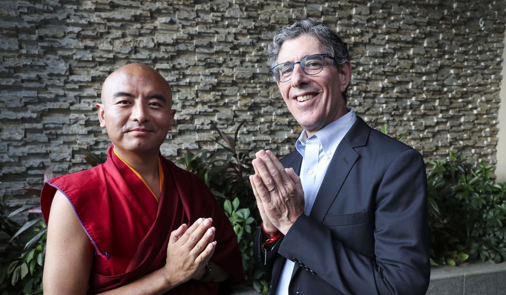 Yongey Mingyur Rinpoche (left) and Richard Davidson (right) at the Crowne Plaza Hotel in Tseung Kwan O earlier this month. Photo: Edward Wong