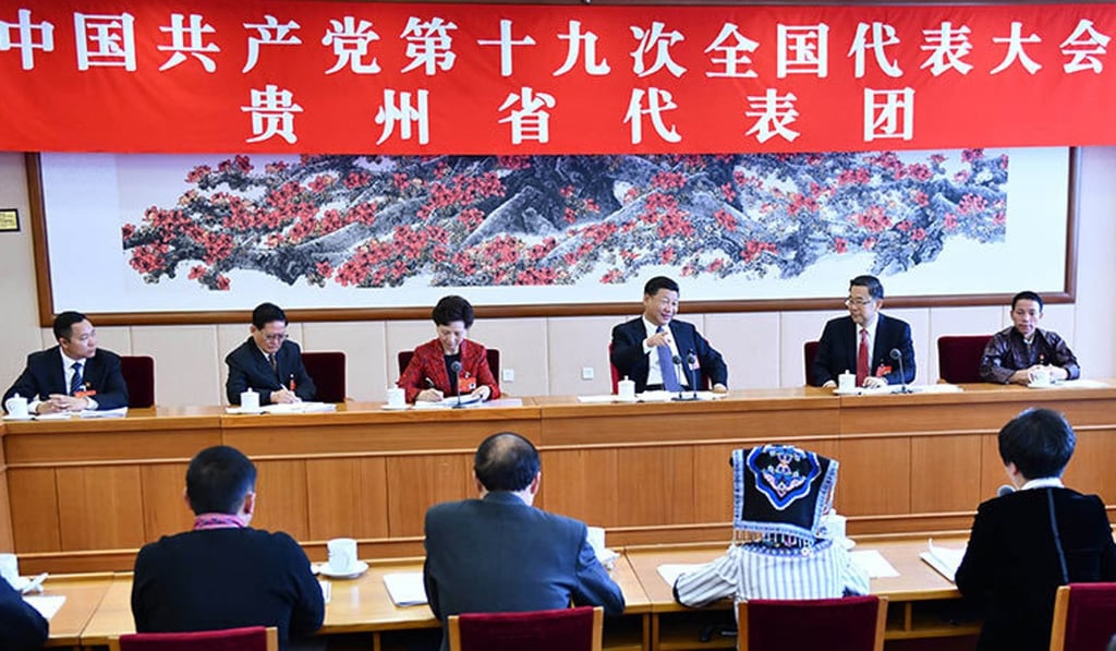 Chinese President Xi Jinping attends a meeting of Guizhou delegates to the Communist Party’s national congress in Beijing on Thursday. Photo: Xinhua