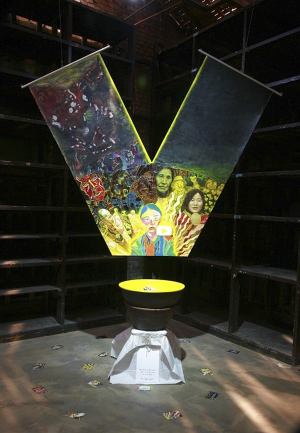 “Now it is in Our Hands, it is Our Responsibility”, by Hwang Seon-young, one of the works on display at the “Who Do We Sing” exhibition.