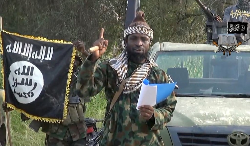 A screengrab taken on October 2, 2014 from a video released by the Nigerian Islamist extremist group Boko Haram shows the group’s leader, Abubakar Shekau, delivering a speech. Photo: Agence France-Presse