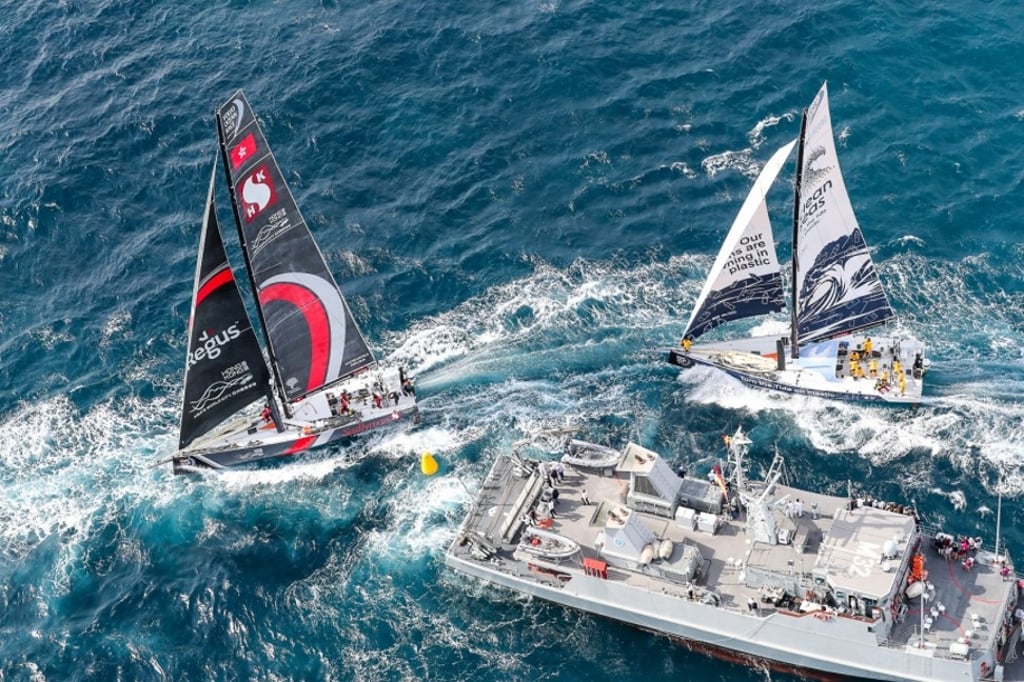 Team Sun Hung Kai/Scallywag at the start of the Volvo Ocean race. Photo: Ainhoa Sanchez/Volvo Ocean Team Sun Hung Kai/Scallywag at the start of the Volvo Ocean race. Photo: Ainhoa Sanchez/Volvo Ocean
