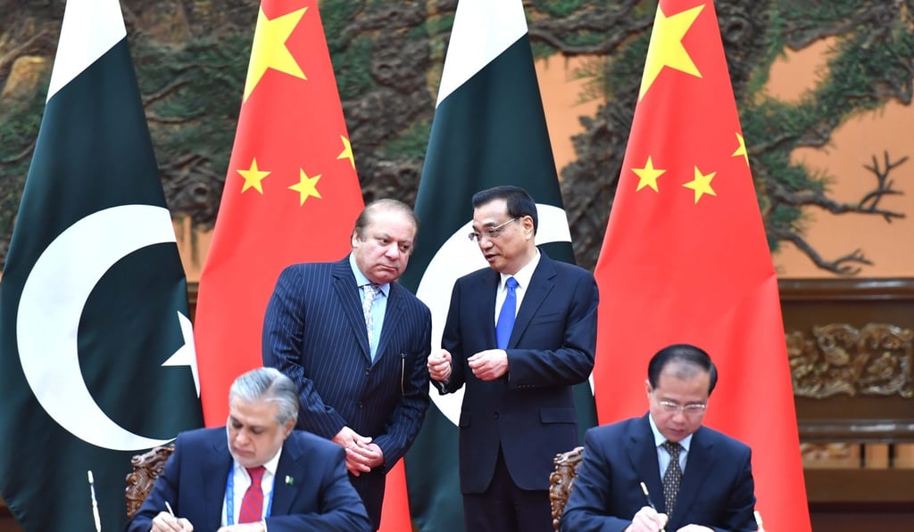 Former Pakistani prime minister Nawaz Sharif and Chinese Premier Li Keqiang witness the signing of bilateral cooperation documents in Beijing earlier this year. The countries’ Belt and Road partnership is being tested as China urges its South Asian partner to abandon links to jihadist groups. Photo: Xinhua
