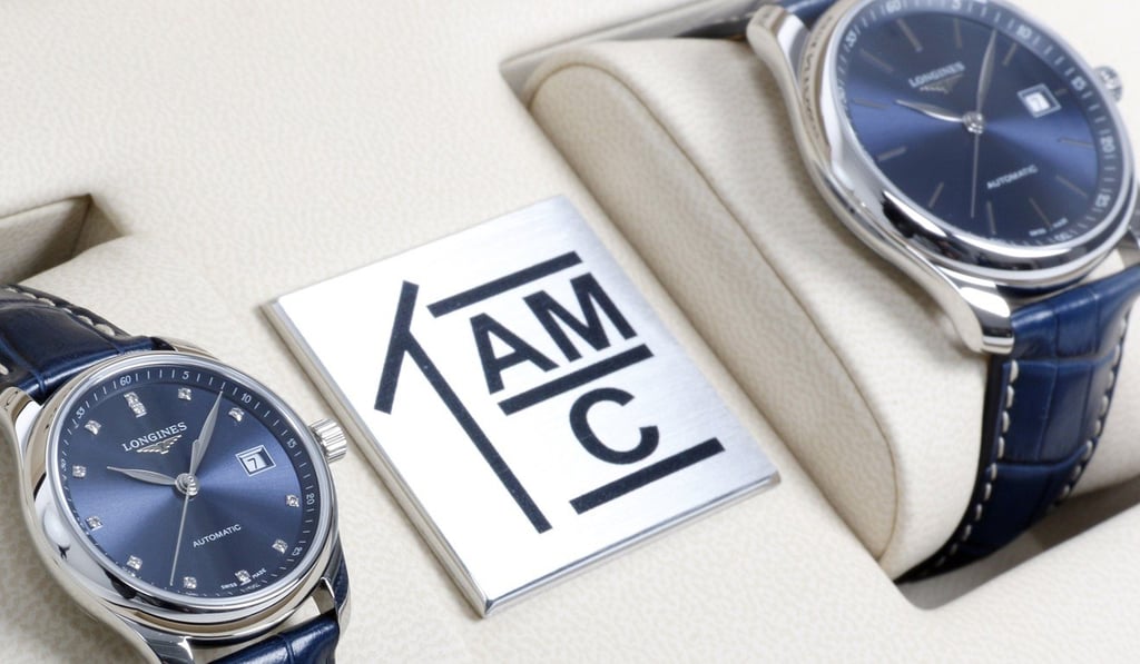 Longines Master Collection watches engraved with the letters AMC, the initials of Aaron Kwok, his wife Moka and baby daughter Chant.