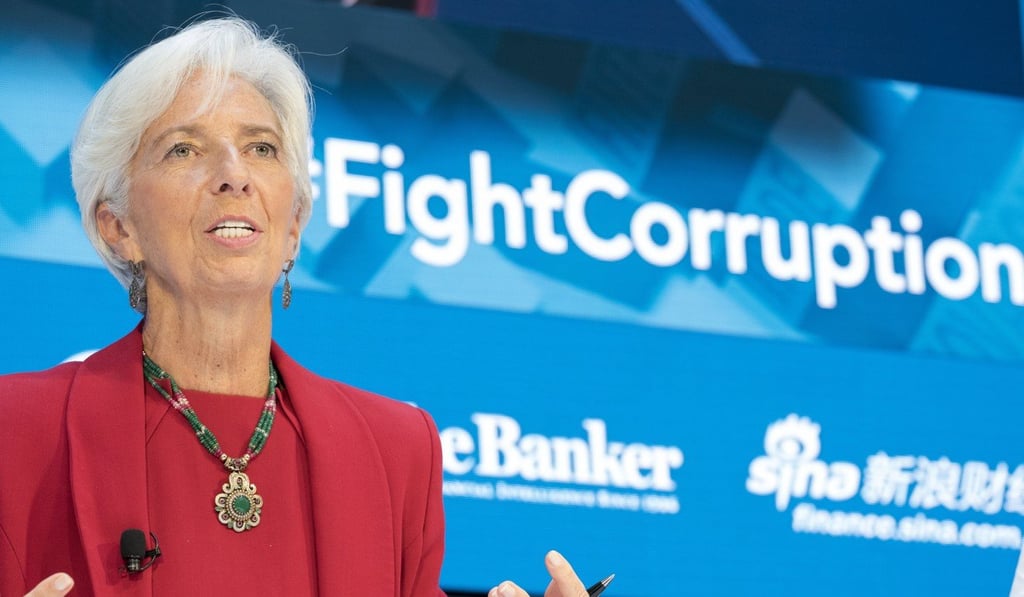 International Monetary Fund managing director Christine Lagarde joins an anti-corruption panel at the IMF/World Bank annual meetings at the IMF headquarters in Washington on October 15. Photo: EPA-EFE