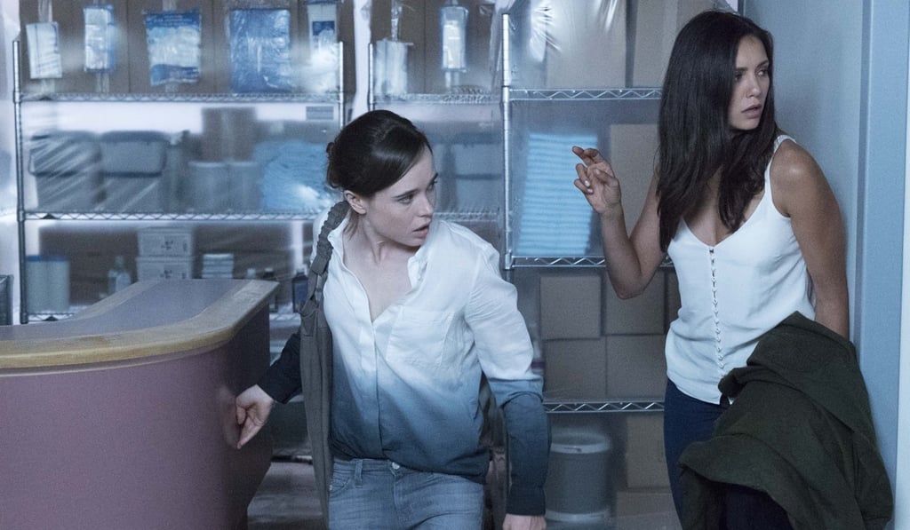 Ellen Page and Nina Dobrev in a still from Flatliners. Ellen Page and Nina Dobrev in a still from Flatliners.