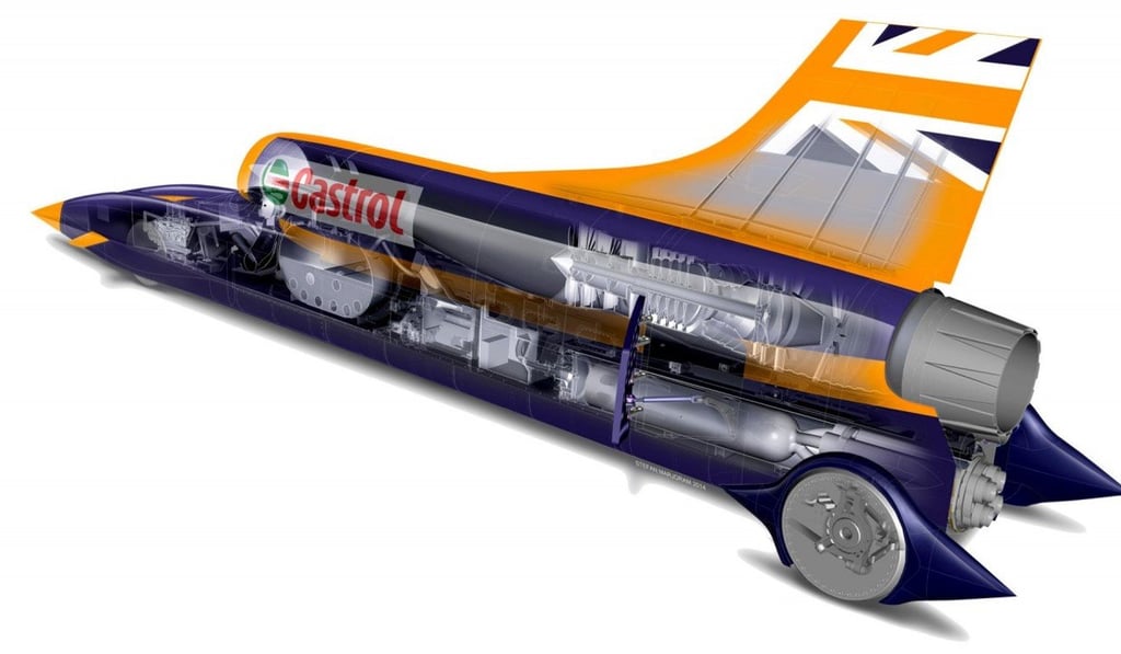 An illustration showing a cross section of the Bloodhound Supersonic Car.