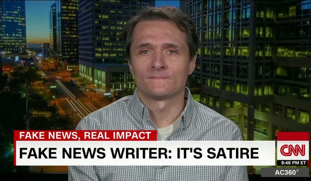 Paul Horner, who died in September, claimed that his fake stories were satire, but also claimed credit for helping put Donald Trump in the White House with them. Photo: CNN