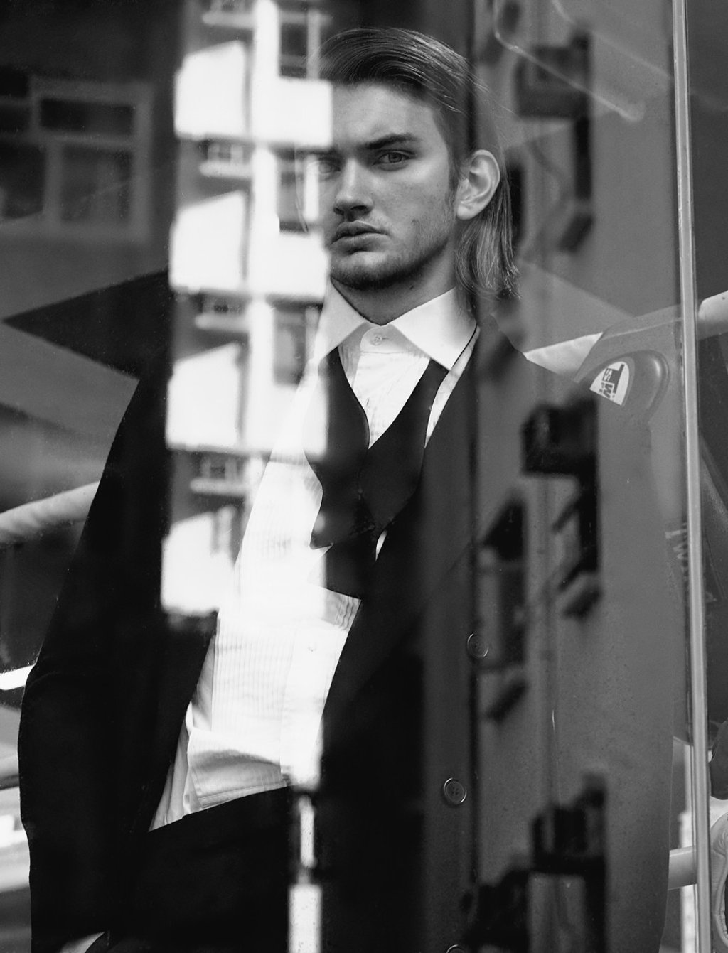 Saint Laurent by Anthony Vaccarello, jacket, HK$29,900; Ralph Lauren, shirt, $5,400, bowtie, HK$1,300.