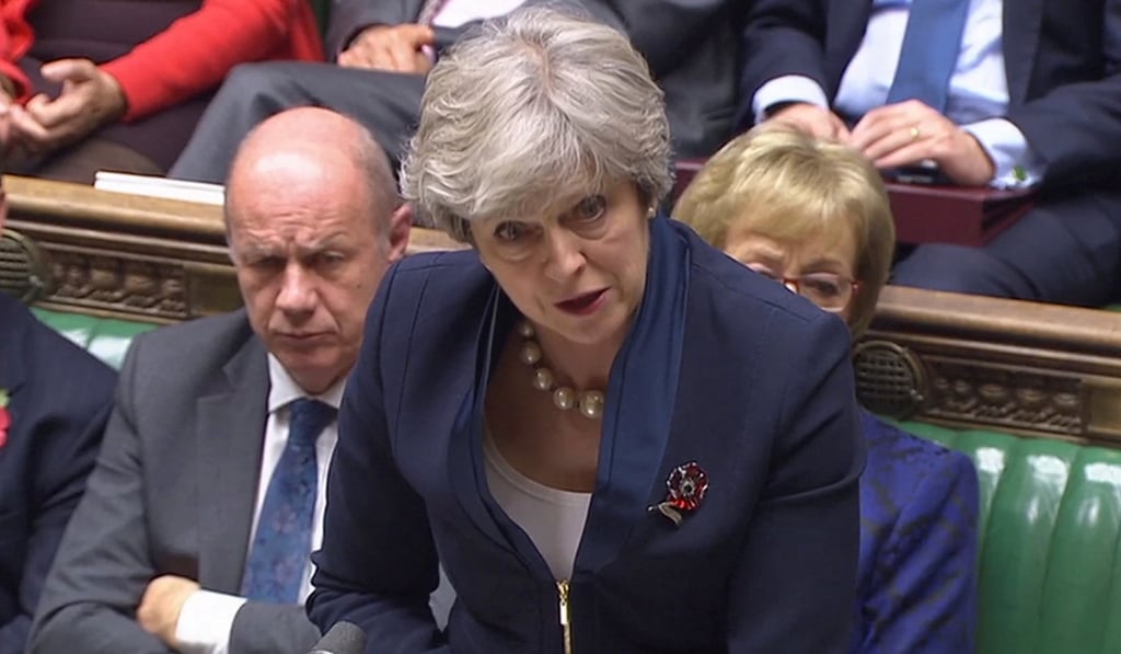 Britain's Deputy Prime Minister Damian Green sits as Prime Minister Theresa May participates in Prime Minister's Questions in the House of Commons, in London, on November 1, 2017. Photo: Parliament TV handout via Reuters