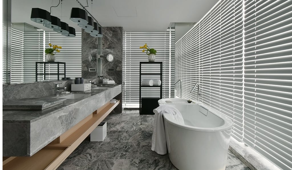 A bathroom in the hotel.