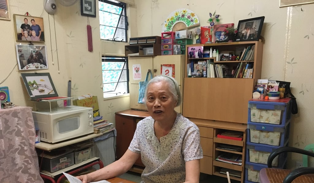 Chan Yuet-nin, who lives alone in a public housing flat in Ka Wai Chuen, Hung Hom. A lower rate of home ownership means more demand for rental accommodation. Photo: Nikki Sun