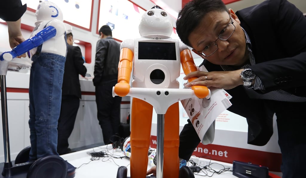 A robot gives a demonstration at an electronics fair in Hong Kong. Photo: Nora Tam