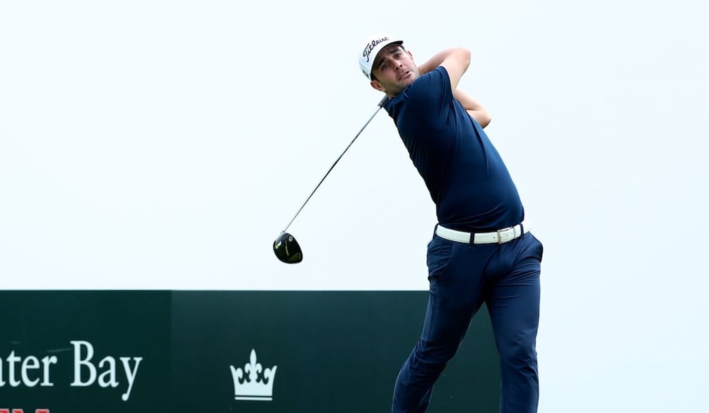 Callum Tarren launches from the 12th tee. Callum Tarren launches from the 12th tee.