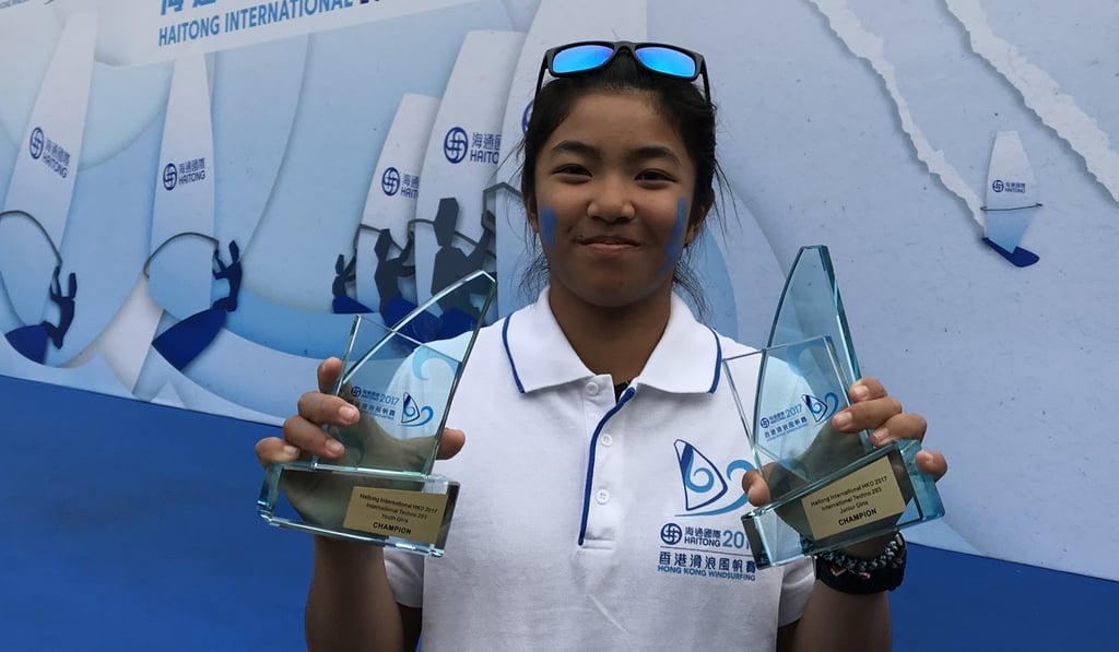 Mak Cheuk-wing shows off her trophies. Photo: Chan Kin-wa