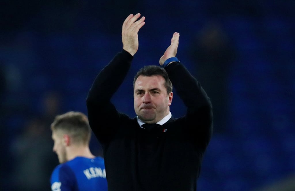 Everton caretaker manager David Unsworth celebrates after the match. Photo: Reuters