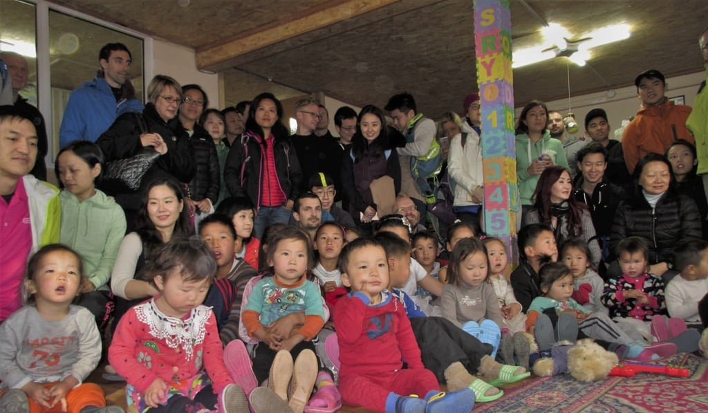 Cyclists visit TIF’s kindergarten. Photo: courtesy of Tsolmon Ireedui Foundation